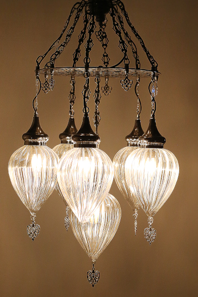 Stylish Design Edition Chandelier with 6 Special Pyrex Glasses